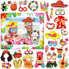 30 PCS Hawaiian Luau Photo Booth Props Kit
