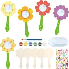10 Pack Wooden Mirror Craft for Kids
