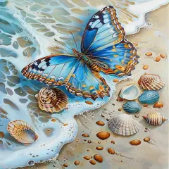 DIY 5D Diamond Painting Kits for Adults Butterfly - Paint with Diamond Art Kits for Adults Beaches Full Drill Round Canvas Mosaic Beginner Home Wall Decor Gift 12x16 inch z10