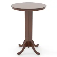 Espresso Rubber Wood Pub Round Bar Height Dining Table
