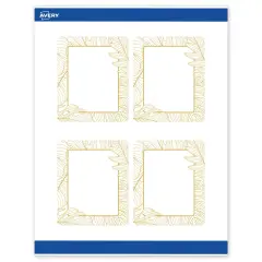 Avery Printable Rectangle Labels with Sure Feed Technology, Pre-Printed Gold Florals, Matte White, 4" x 3-1/3", Laser & Inkjet Compatible, 40 Total, Great for Branding, Marketing, and Events