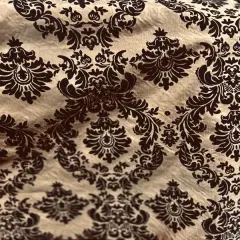 1 Yard Elegant Flocked Damask Taffeta Fabric for Events & Home - 58" Width Gold/Black