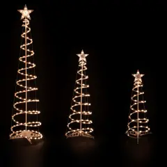 Northlight Set of 3 Clear Lighted Spiral Christmas Trees - 3', 4', and 6' White