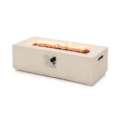 White Terrazzo Fire Pit Table with 50,000 BTU Heat, Metal and Stainless Steel