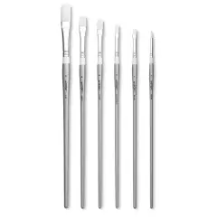 artPOP! Acrylic & Oil Brushes, Set of 6, Premium Synthetic Paint Brushes, Assorted Shapes and Sizes, Short Wooden Handles, Artist Brushes for Acrylic and Oil Paint