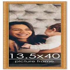 13.5x40 Museum-Quality Picture Frame with UV-Resistant Acrylic & Acid-Free Backing, Available in 4 Finishes - Gold, Silver, Bronze, and Black