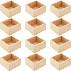 12 Pack Unfinished Small Wooden Box Craft Storage Organizer
