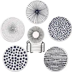 Set of 6 Drink Coasters with Holder