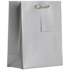 Pack/6: Matte Metallic Silver Gift Bag - 6 x 3 x 7-1/2"
