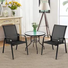 Costway 2PCS Patio Chairs Deck Yard W/Armrest Brown/Beige/Gray