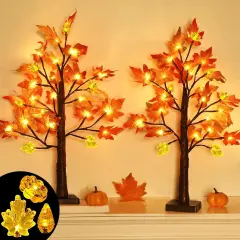 2 Pack Lighted Fall Tree Fall Decor