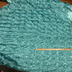 1 Yard Exquisite 3D Rose Design Satin Rosette Ribbon Fabric 54" Width Aqua
