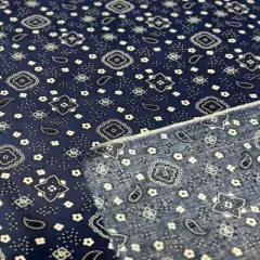 1 Yard Bandana Print Poly Cotton Fabric 58" Navy