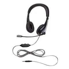 Califone NeoTech 1025MT On-Ear Stereo Headset with Gooseneck Microphone, 3.5mm Plug, Black/Silver
