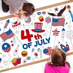 1 Pack Fourth of July Coloring Tablecloth for Kids