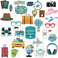 31pcs Let The Adventure Begin Photo Booth Props