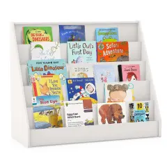 Costway 5 Tier Kids Bookshelf with Anti-Tipping Device Kids-friendly Height for Bedroom Natural/Brown/White