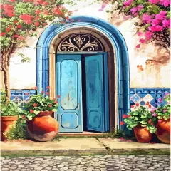 DIY Paint by Number for Adults and Kids, Acrylic Paint by Numbers for Beginner, 16&rdquo; W x 20&rdquo;L Easy Oil Painting for Gift Home Wall Decor (Blue Door)