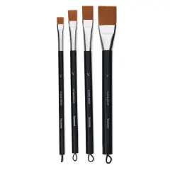 Yasutomo Fusion Synthetic Brushes - Flat, Short Handle, Set of 4