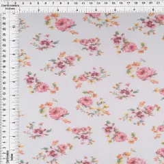 1 Yard Polyester Spandex Mesh Fabric, Ditsy Floral Print Soft Stretch Lightweight 54" Width IVORY