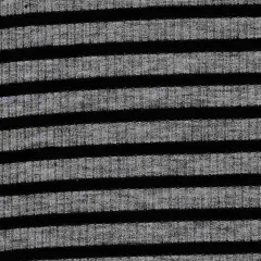 1 Yard 4x2 Rib Stripe Knit Fabric, 52/53&Prime; Wide Polyester Rayon Spandex Blend HGREY/BLK