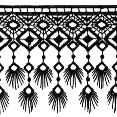 5 yards of Anemone Peacock Dangle Venice Trim | 5 yard cut Black