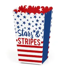 Big Dot of Happiness Stars & Stripes - Memorial Day, 4th of July and Labor Day USA Patriotic Party Favor Popcorn Treat Boxes - Set of 12