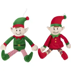 Blue Panda 2 Pack Christmas Elves Plush Toy, Santa Helper Boy and Girl Elf Stuffed Doll for Holiday Decorations, Cute Cuddly Elves Toy for Xmas Season, 12" Multicolor