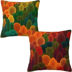Fall Forest Throw Pillow Covers Decorative Linen Pillow Cases Set of 2 Square Cushion Cover for Couch Sofa Bedroom Patio 18x18 Inch