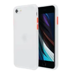 Translucent Matte Case For iPhone SE 2020 (2nd Gen), Hybrid Hard Back Soft Edges TPU Full Body Cover Clear White/Red, by Insten