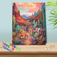 Paint by Numbers Kit for Adults Easy Crafts for Women Beginner DIY Succulent Cactus Canvas Painting for Kids