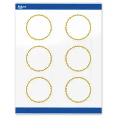 Avery Printable Round Labels, Gold Beads, 3" Diameter, Glossy White Round Labels, Permanent, Laser/Inkjet, 60ct, Great for Product Labels