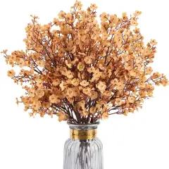 Babys Breath Artificial Flowers, 8 Bundles Real Touch Light Brown Fake Flowers Silk Flowers Bulk for Vase Home Office Wedding Spring Indoor Outdoor Centerpiece Table Decorations