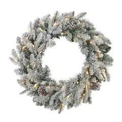 Christmas Lexington Fir 24" Artificial ChristmasWreath, Pre-lit with 50Warm White LED Lights, Pinecones (Plug in)