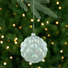 Northlight Iridescent Glass Christmas Ball Ornament - Blue - 4.5" Green