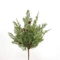 19" Western Dark Cedar and Pine-cone Bush with Flexible Wrapped Stem
