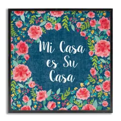 Stupell Industries Su Casa Flores Rosas Framed Giclee Art Gray Framed