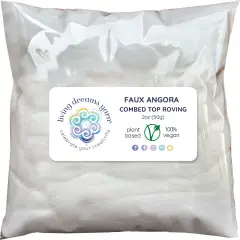 2oz Faux Angora Fiber: Natural Undyed Combed Top Roving. Plant Based, Eco Friendly, and Vegan