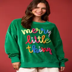 Cozy Embroidered Christmas Sweatshirts Green