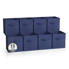 Sorbus Large 13" Storage Bins - 8 Pack Sturdy Collapsible Fabric Storage Cubes with Handles Navy blue
