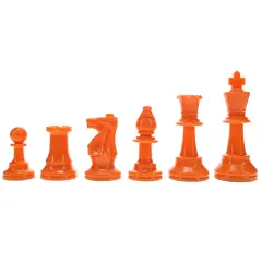 WE Games Color Bright Plastic Staunton Tournament Chess Pieces with 3.75 in. King - Half Chess Set of Chess Pieces Only, Orange