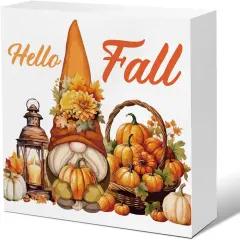 Fall Home Decor Autumn Gnome Pumpkin Wood Plaque(2-faLL)