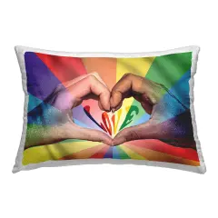 Rainbow Love Hands Symbol Outdoor Printed Pillow Design by Reinders, 14 x 7 x 20