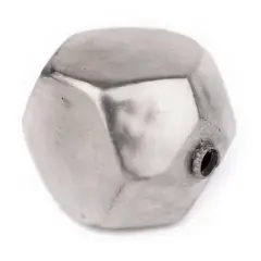 The Bead Chest Hollow Cornerless Cube Bead: Large Silver 40mm Centerpiece Pendant Bead