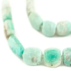 The Bead Chest Rustic Barrel Afghan Amazonite Beads 12mm Afghanistan Green Oval Gemstone Large Hole 17 Inch Strand
