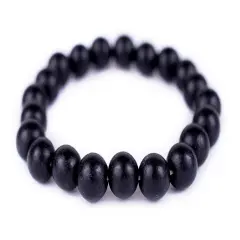 The Bead Chest Wood Stretch Bracelet, Black - Stackable Beaded Jewelry, Unisex for Men & Women