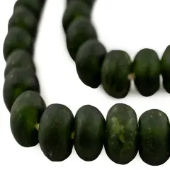 The Bead Chest African Recycled Glass Beads &ndash; Handmade in Ghana &ndash; Forest Green 18mm Strand for Jewelry Making, Crafts, and Home Decor I Approximately 39 Beads