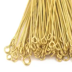 The Bead Chest Gold 21 Gauge 1.75 Inch Eye Pins Approx 100 pieces Brass