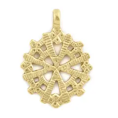 The Bead Chest Brass Radiating Coptic Cross Pendant (38x52mm)