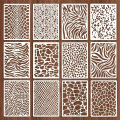 12 Pcs Stencils for Crafts Reusable, Texture Stencils for Painting, (8.27 x 5.9 Inch)